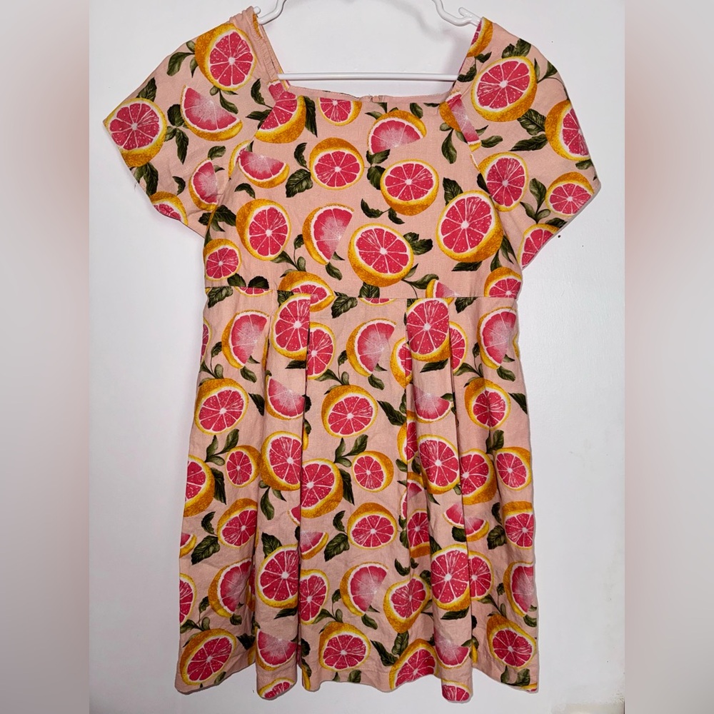 gb girls Pink Citrus Print Dress linen size 16